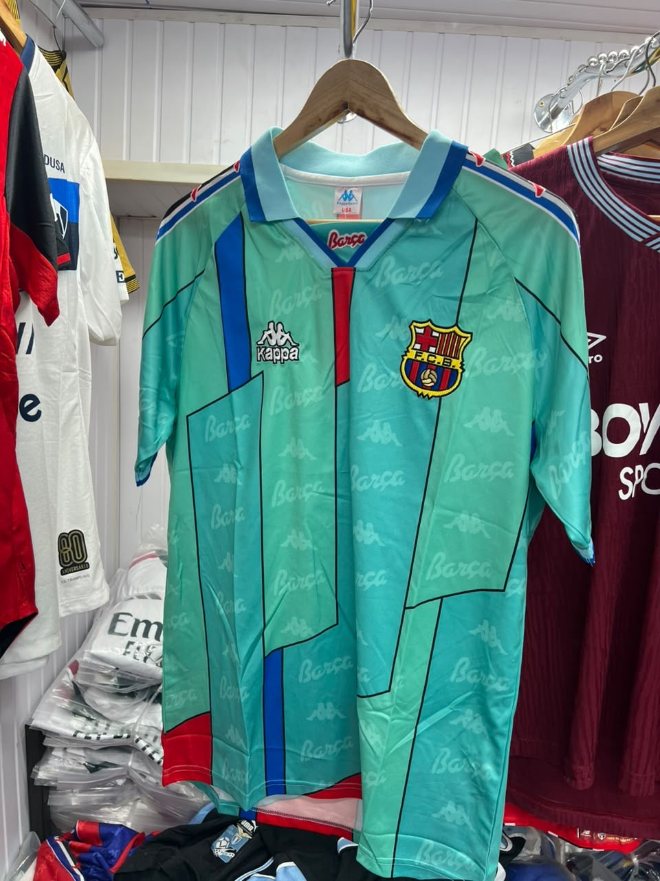 Maillot Rétro FC Barcelone Extérieur Turquoise – Kappa Années 90