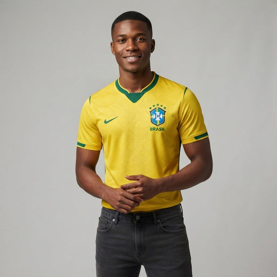 Maillot Brésil Domicile Jaune – porté