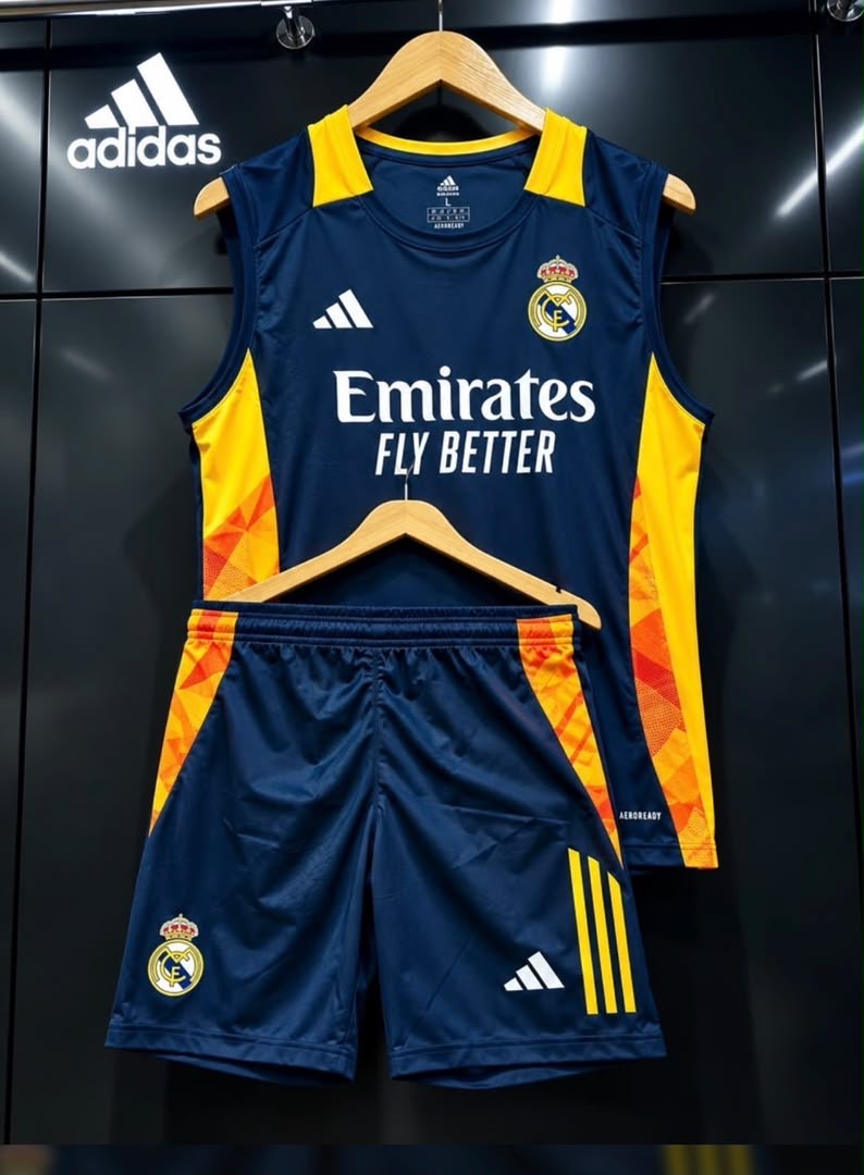 Ensemble Real Madrid Débardeur + Short – Bleu Marine & Jaune