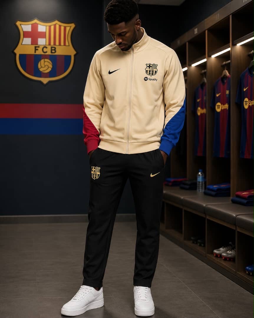 Survêtement FC Barcelone Beige & Noir